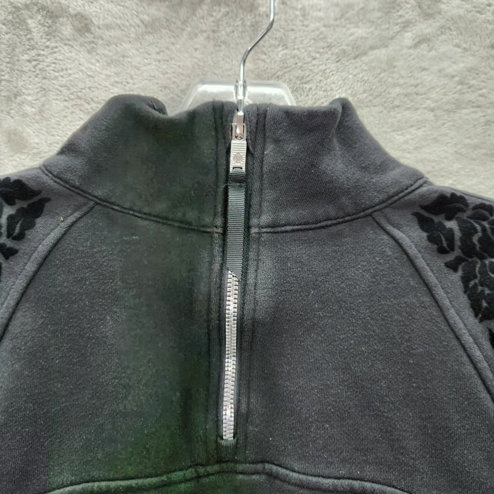 Lululemon Floral Flock Pullover Womens 10 Black Funnel Neck Sweatshirt Back Zip‎ - Picture 6 of 11